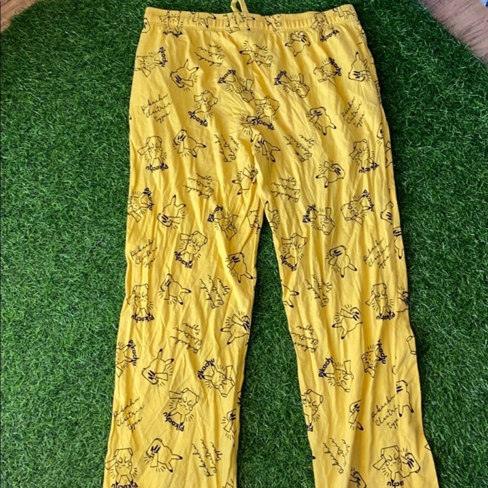 Pikachu logo all over Yellow Pants sleepwear Graphic design designer Size Large
